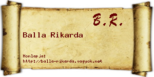 Balla Rikarda névjegykártya